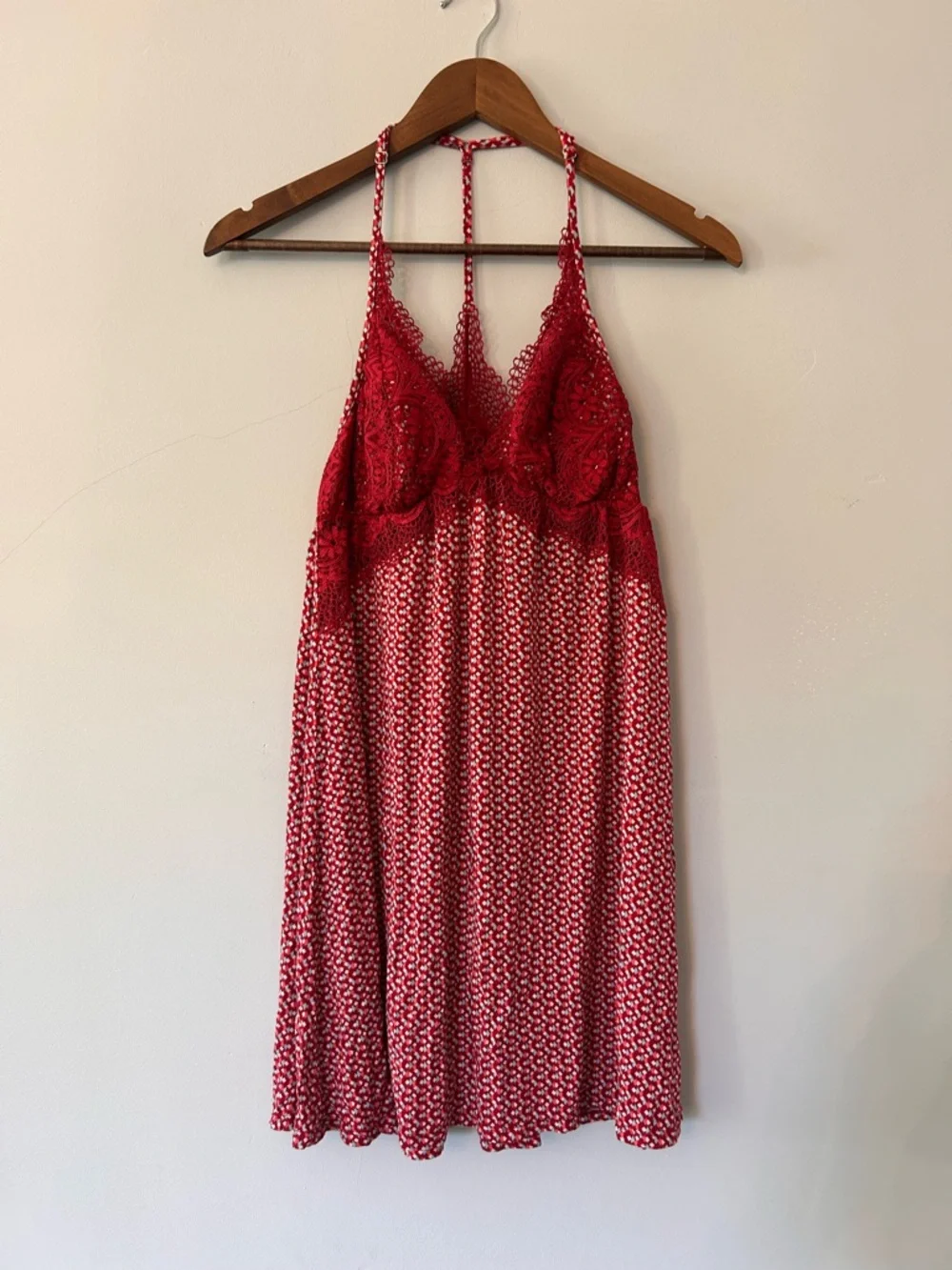 Victorias‎ Secret One Piece Racerback Chemise Slip Nightie Large Red Multi